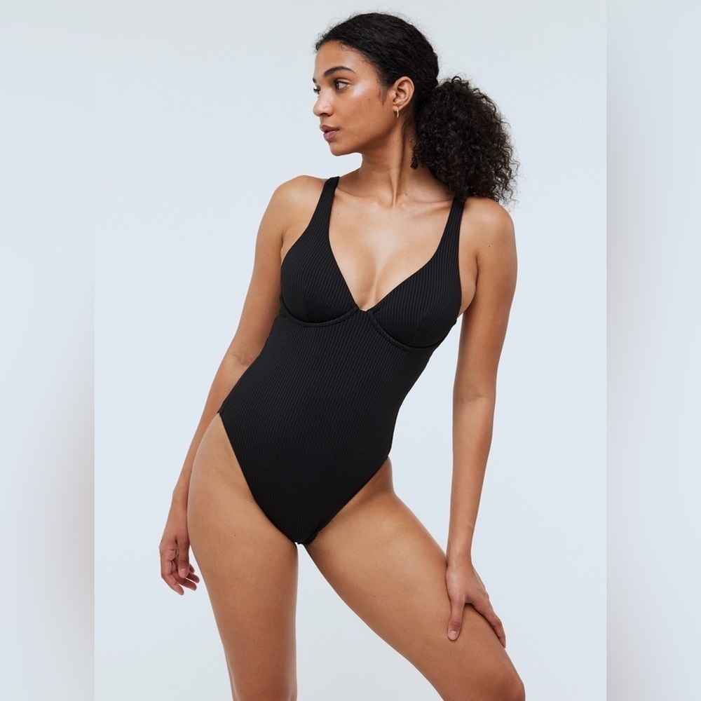 NWT Madewell Ribbed Underwire Open-back One Piece Suit